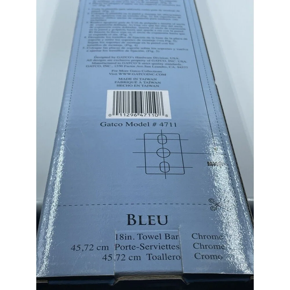 GATCO Bleu 18-inch Chrome Wall Mounted Towel Bar Model #4711 New in Box